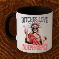 Retro Bitches Love Independence Funny Coffee Mug thumb 2