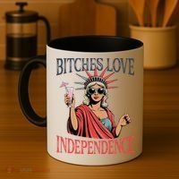 Retro Bitches Love Independence Funny Coffee Mug thumb 4