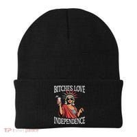 Retro Bitches Love Independence Funny Beanie thumb 0