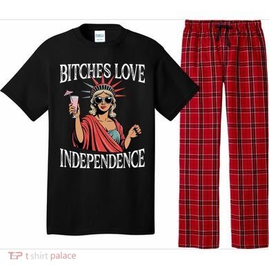Retro Bitches Love Independence Funny Pajama Set
