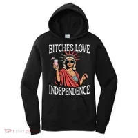 Retro Bitches Love Independence Funny Women's Hoodie thumb 0