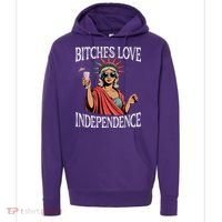 Retro Bitches Love Independence Funny Hoodie thumb 0