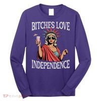 Retro Bitches Love Independence Funny Long Sleeve Shirt thumb 0