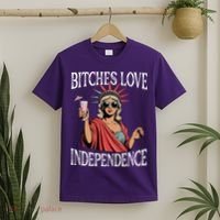 Retro Bitches Love Independence Funny T-Shirt thumb 2