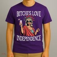 Retro Bitches Love Independence Funny T-Shirt thumb 3