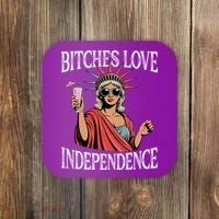 Retro Bitches Love Independence Funny Coaster thumb 0