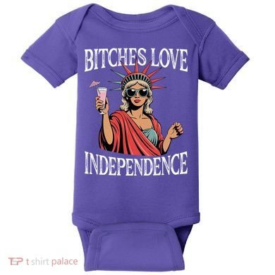 Retro Bitches Love Independence Funny Baby Bodysuit