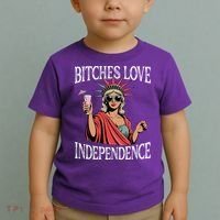 Retro Bitches Love Independence Funny Toddler T-Shirt thumb 2