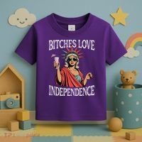 Retro Bitches Love Independence Funny Toddler T-Shirt thumb 3