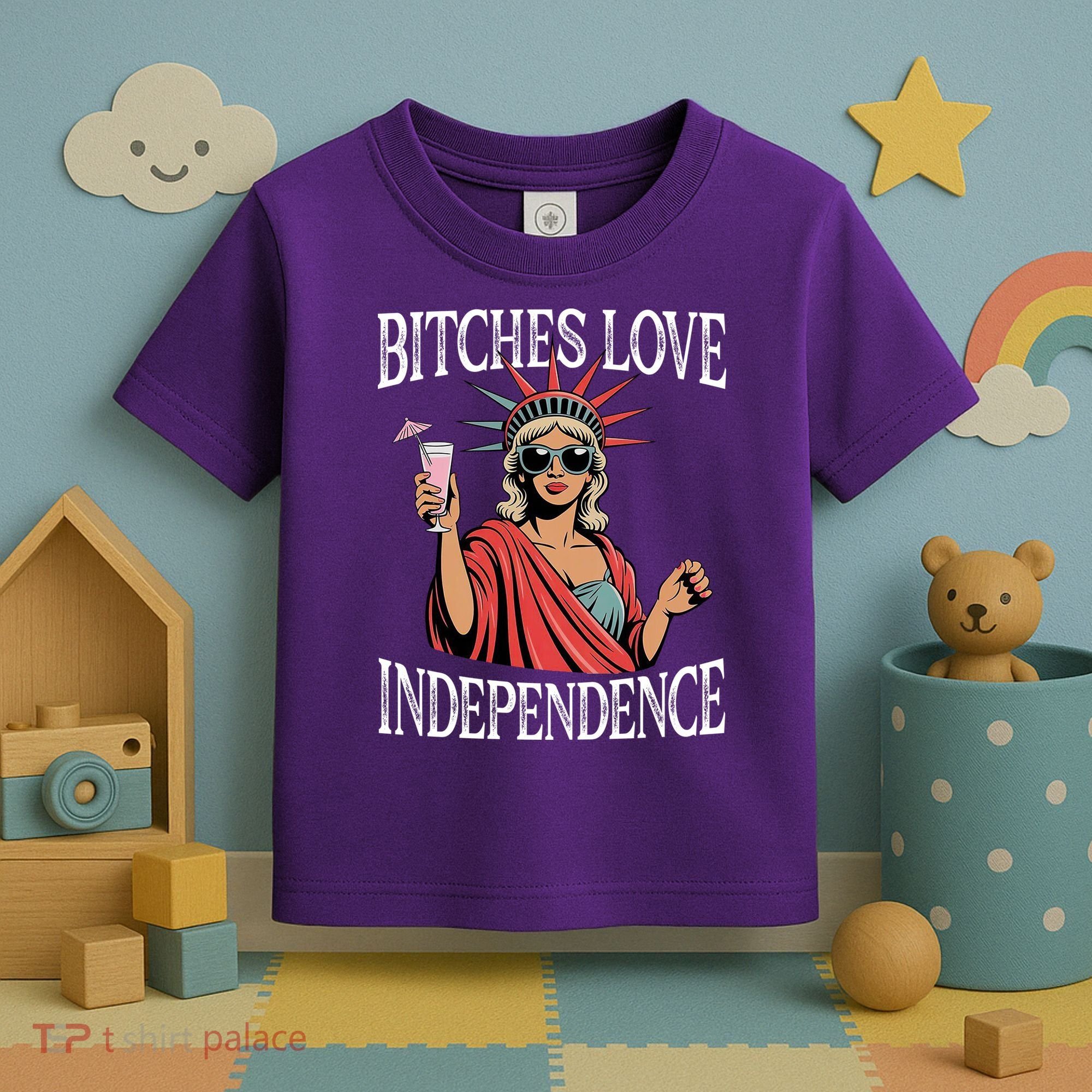 Retro Bitches Love Independence Funny Toddler T-Shirt