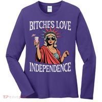 Retro Bitches Love Independence Funny Women's Long Sleeve Shirt thumb 0