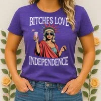 Retro Bitches Love Independence Funny Women's T-Shirt thumb 2