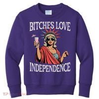 Retro Bitches Love Independence Funny Kids Sweatshirt thumb 0