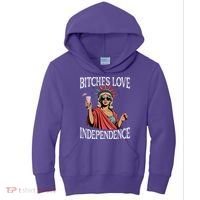 Retro Bitches Love Independence Funny Kids Hoodie thumb 0