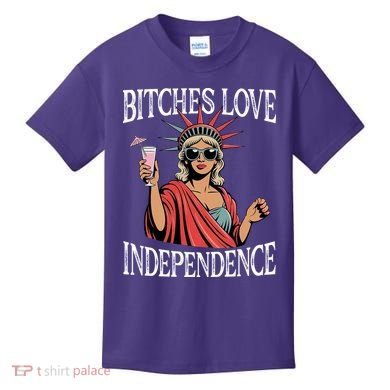 Retro Bitches Love Independence Funny Kids T-Shirt