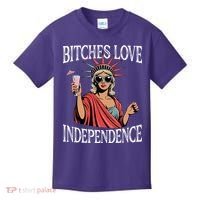 Retro Bitches Love Independence Funny Kids T-Shirt thumb 0