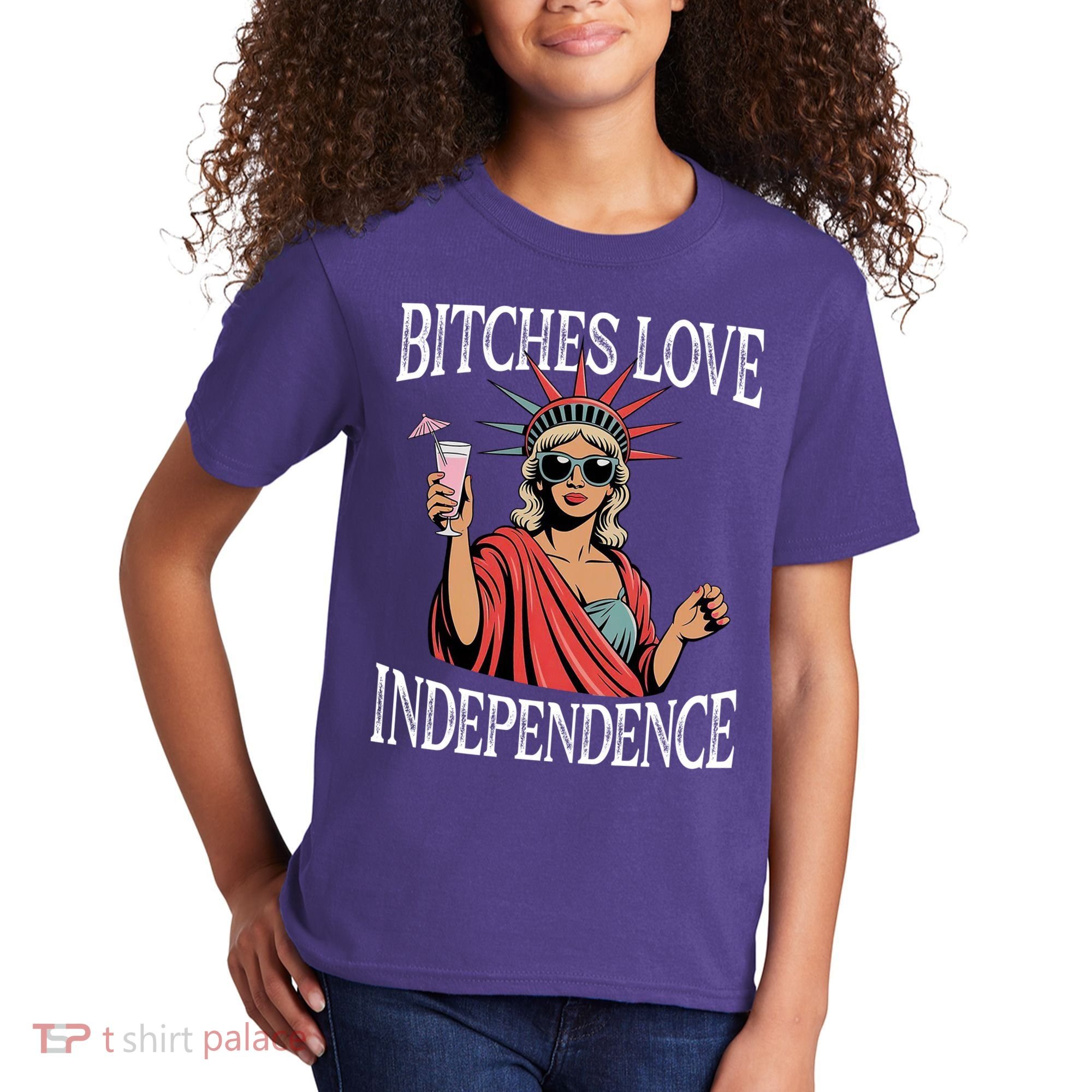 Retro Bitches Love Independence Funny Kids T-Shirt