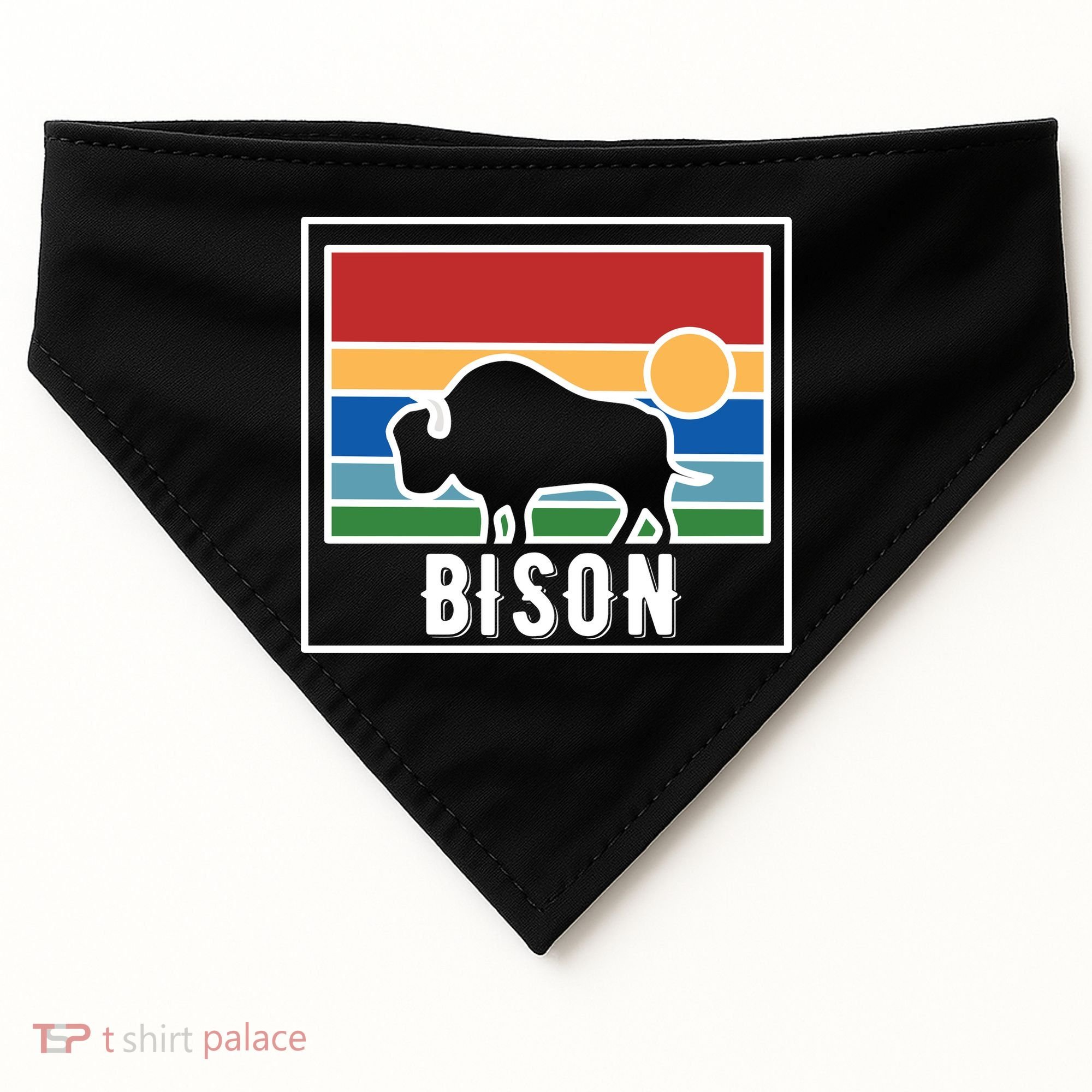 Retro Bison Logo USA-Made Doggie Bandana