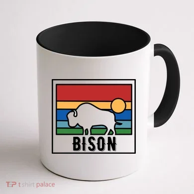 Retro Bison Logo Coffee Mug back