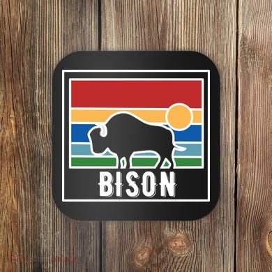 Retro Bison Logo Coaster