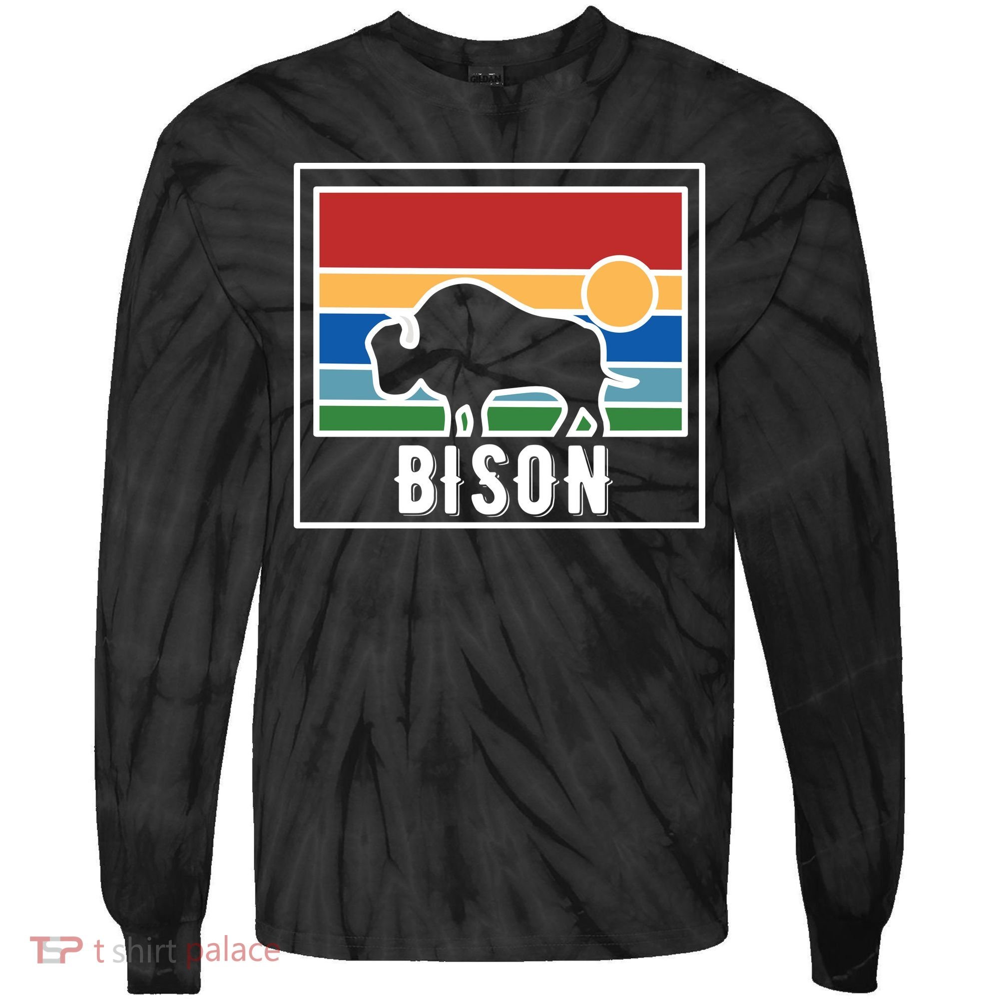 Retro Bison Logo Tie-Dye Long Sleeve Shirt