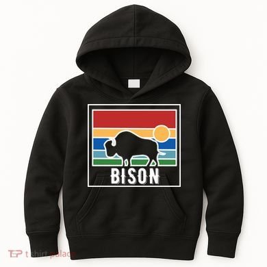 Retro Bison Logo Kids Hoodie
