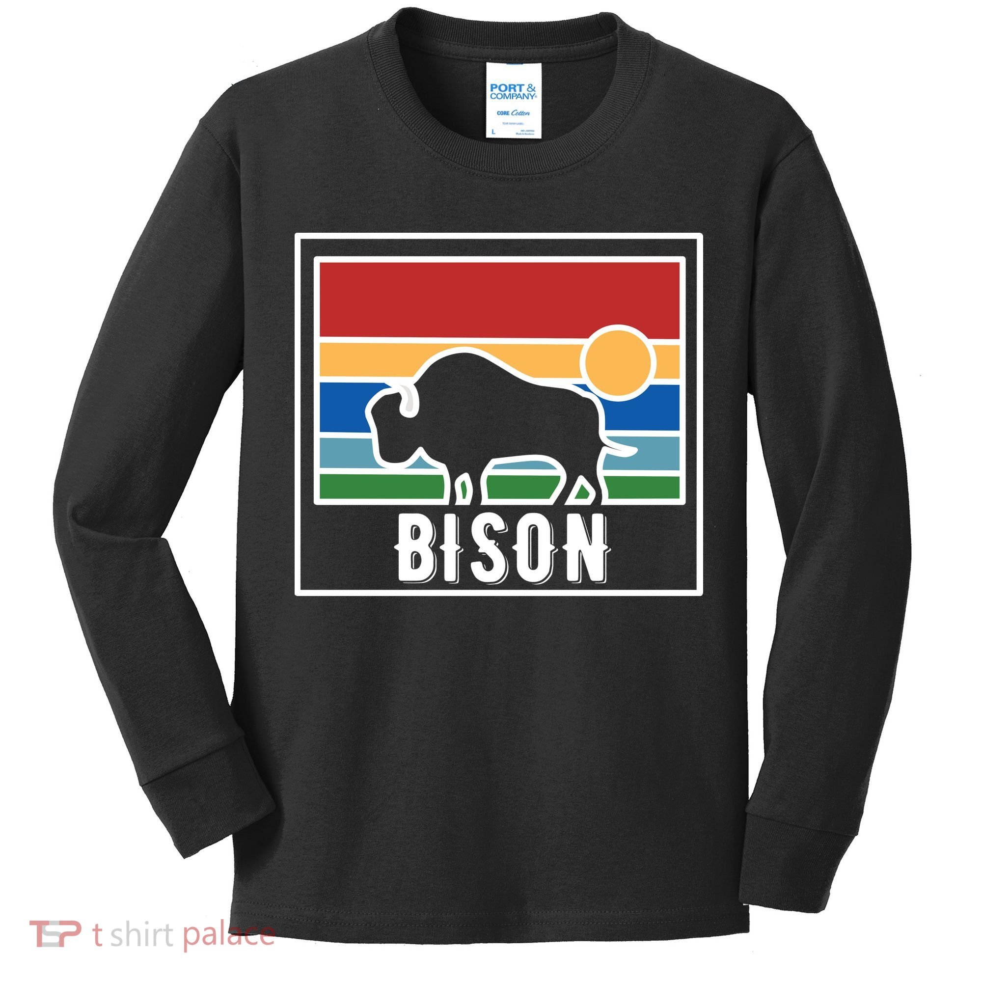 Retro Bison Logo Kids Long Sleeve Shirt
