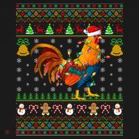 Rooster Bird Lover Lighting Santa Hat Rooster Ugly Christmas Gift Bucket Hat thumb 4