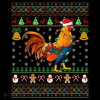 Rooster Bird Lover Lighting Santa Hat Rooster Ugly Christmas Gift Coffee Mug thumb 5