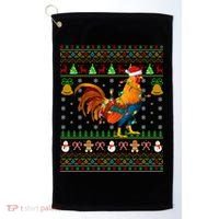 Rooster Bird Lover Lighting Santa Hat Rooster Ugly Christmas Gift Golf Towel thumb 0