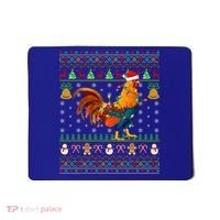 Rooster Bird Lover Lighting Santa Hat Rooster Ugly Christmas Gift Mousepad thumb 0
