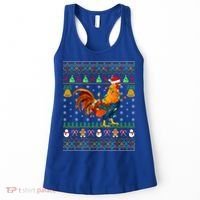 Rooster Bird Lover Lighting Santa Hat Rooster Ugly Christmas Gift Women's Tank Top thumb 0