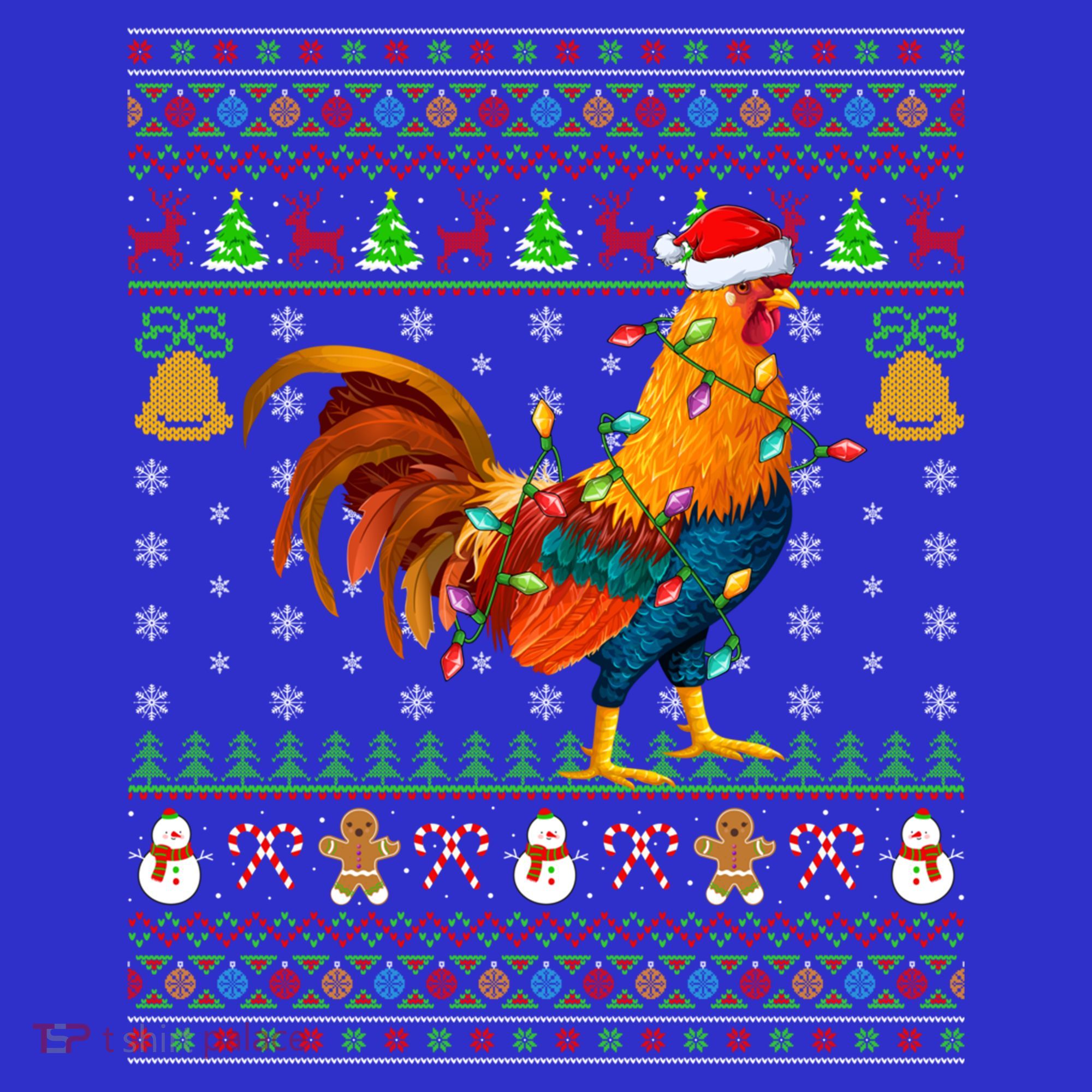 Rooster Bird Lover Lighting Santa Hat Rooster Ugly Christmas Gift Women's Tank Top