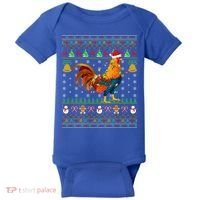 Rooster Bird Lover Lighting Santa Hat Rooster Ugly Christmas Gift Baby Bodysuit thumb 0