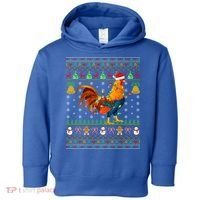 Rooster Bird Lover Lighting Santa Hat Rooster Ugly Christmas Gift Toddler Hoodie thumb 0
