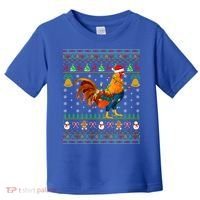Rooster Bird Lover Lighting Santa Hat Rooster Ugly Christmas Gift Toddler T-Shirt thumb 0