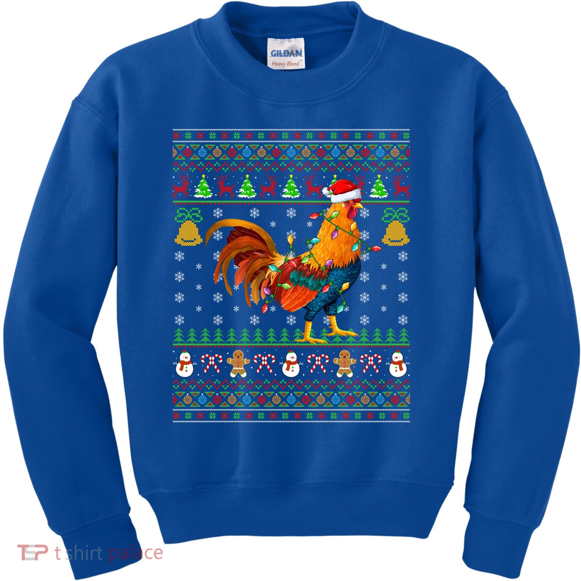 Rooster Bird Lover Lighting Santa Hat Rooster Ugly Christmas Gift Kids Sweatshirt