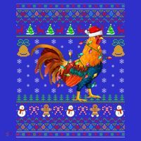 Rooster Bird Lover Lighting Santa Hat Rooster Ugly Christmas Gift Kids Sweatshirt thumb 2