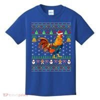 Rooster Bird Lover Lighting Santa Hat Rooster Ugly Christmas Gift Kids T-Shirt thumb 0