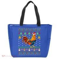 Rooster Bird Lover Lighting Santa Hat Rooster Ugly Christmas Gift Tote Bag thumb 0