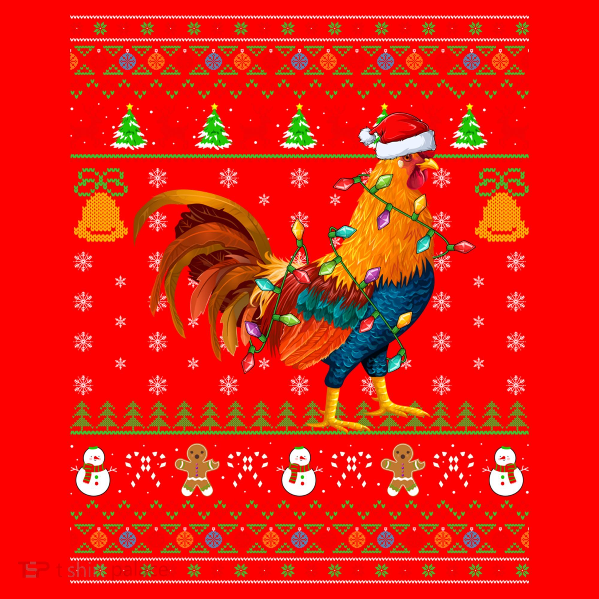 Rooster Bird Lover Lighting Santa Hat Rooster Ugly Christmas Gift Santa Hat