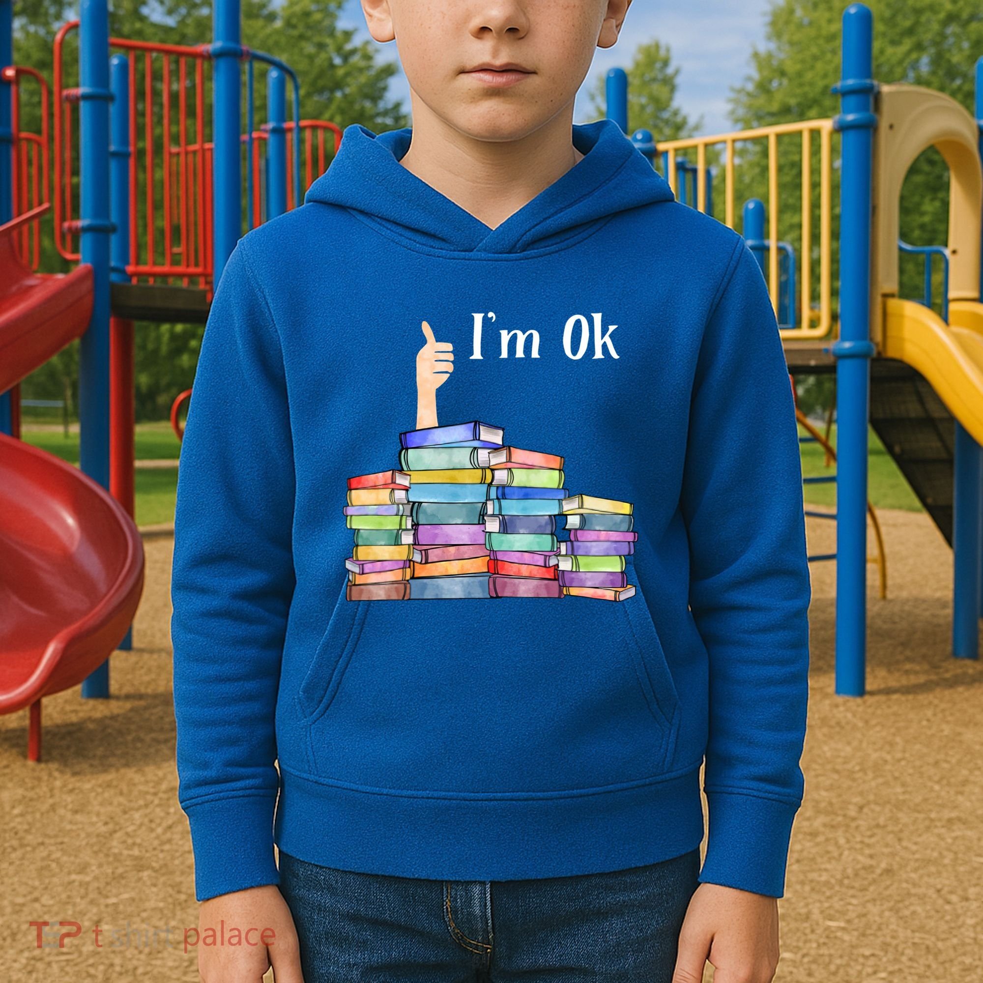 Reading Book Lovers I'm Ok National Book Lovers Day Gift Kids Hoodie