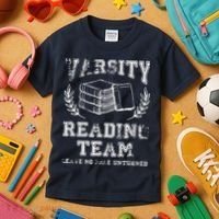 Reader Book Lover Gift Varsity Reading Team Kids T-Shirt thumb 3