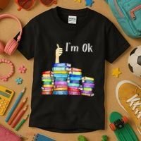 Reading Book Lovers IM Ok National Book Kids T-Shirt thumb 3