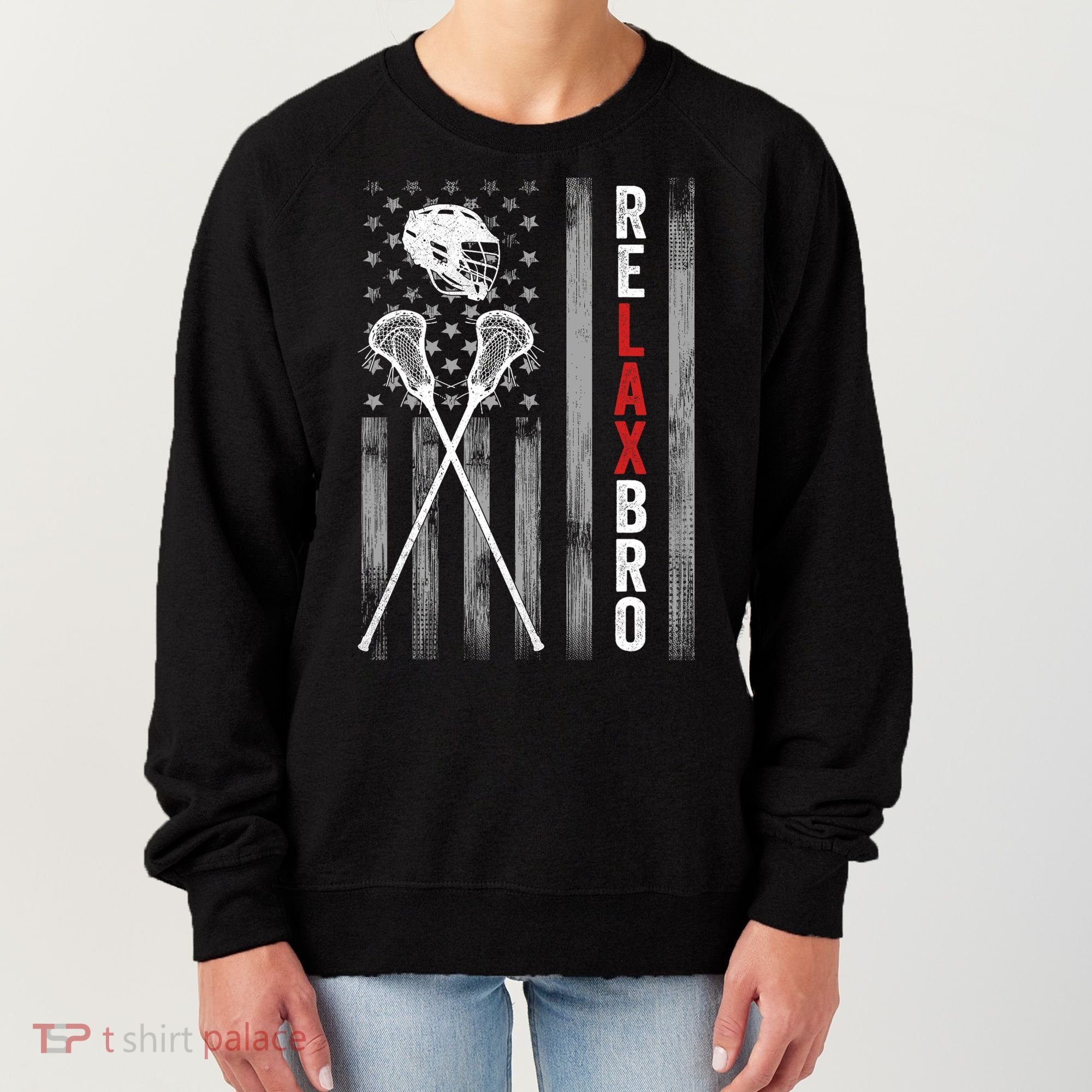 Relax Bro Lacrosse American Flag Lax Women's Sweatshirt
