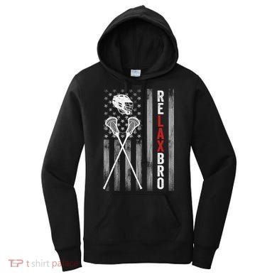 Relax Bro Lacrosse American Flag Lax Women's Hoodie
