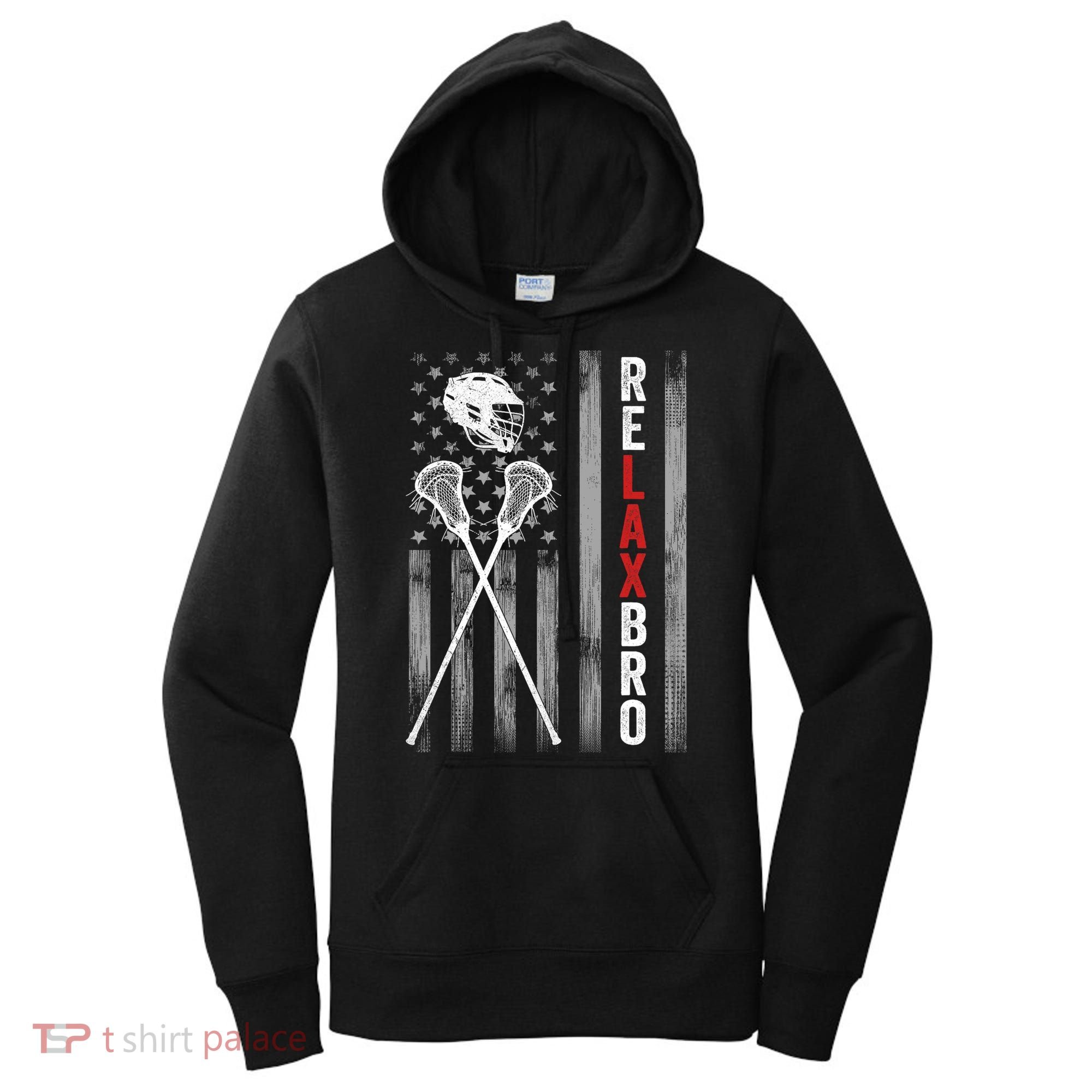 Relax Bro Lacrosse American Flag Lax Women's Hoodie