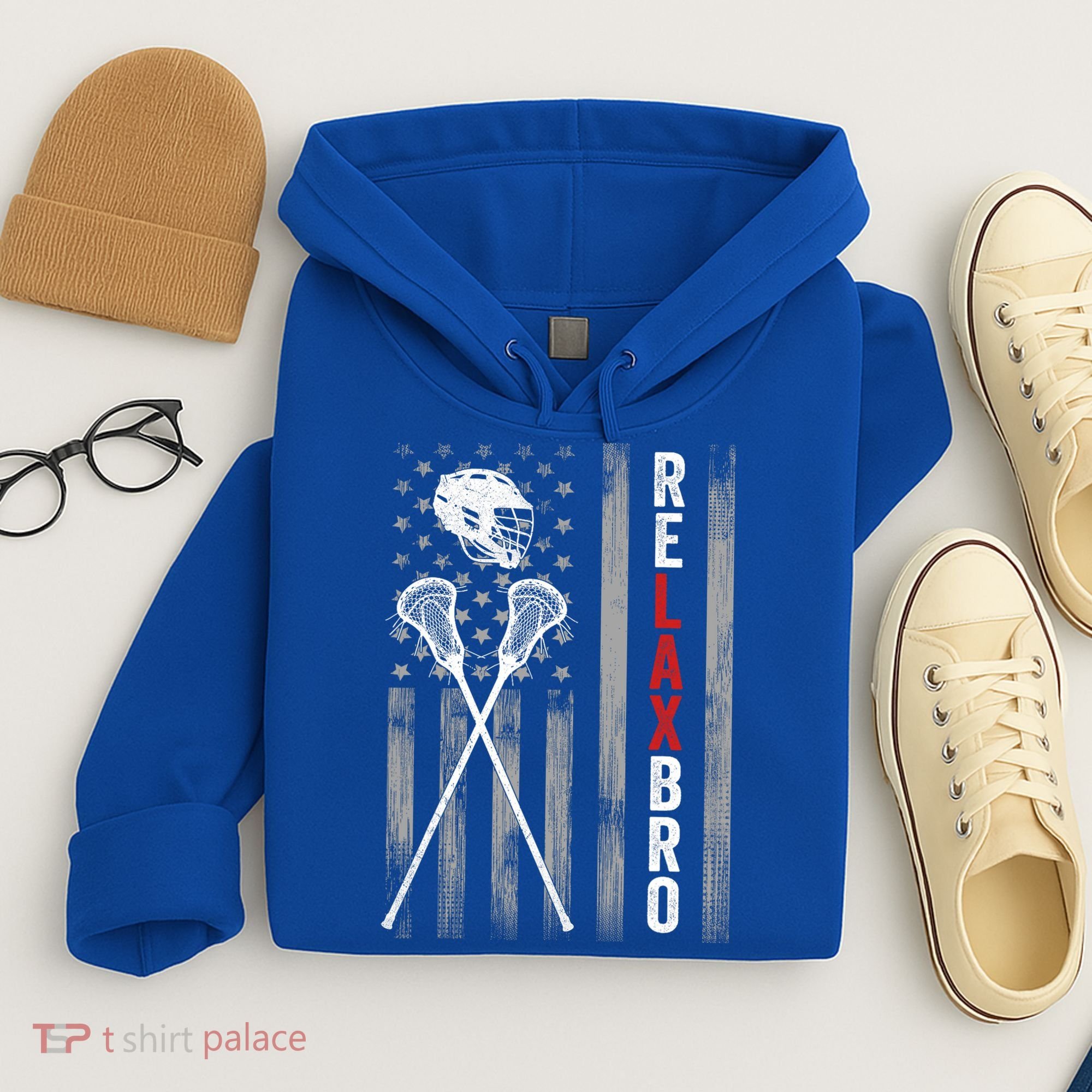Relax Bro Lacrosse American Flag Lax Hoodie