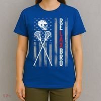 Relax Bro Lacrosse American Flag Lax T-Shirt thumb 4
