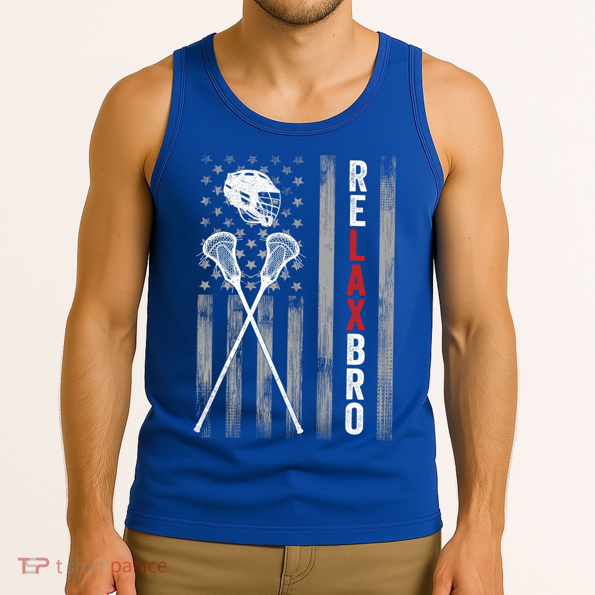 Relax Bro Lacrosse American Flag Lax Tank Top